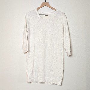 Monrow Supersoft Ivory Long Crewneck Sweatshirt 3/4 sleeve Size S